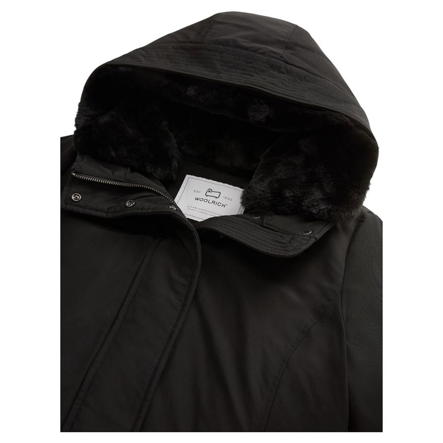 Boulder Parka giubbetto da donna  in Ramar Cloth con cappuccio e collo removibile in pelliccia sintetica Woolrich | CFWWOU0724BLK